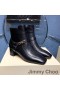 Jimmy Choo Botas De Tobillo De Las Mujeres De Cuero De Becerro Con Choo Emblema Negro