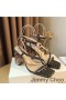 Jimmy Choo Arte 85 Sandalias De Las Mujeres De La Serpiente De Cuero Con Plexi Talón Negro