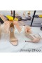 Jimmy Choo Aveline 100 Sandalias De Las Mujeres Gamuza De Gran Tamaño Con Malla De Arcos De La Cereza