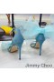 Jimmy Choo Aveline 100 Sandalias De Las Mujeres Gamuza De Gran Tamaño Con Malla De Arcos De Cielo Azul