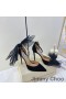 Jimmy Choo Averly 100 Bombas De Las Mujeres Gamuza De Gran Tamaño Con Arcos De Malla Negro