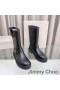 Jimmy Choo Motorista II Botas de Mujer de Cuero Liso Con Hebillas de Oro Negro
