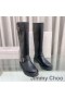 Jimmy Choo Motorista II de la Rodilla Botas de Mujer de Cuero Liso Con Hebillas de Oro Negro