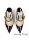 Jimmy Choo Bing 100 Mulas De Las Mujeres De Cuero De Patente Con El Cristal De La Correa Negro