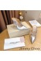 Jimmy Choo Bing 105 Mulas De Las Mujeres De Cuero De Patente Con Cristal Correa Plata
