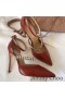 Jimmy Choo Bobbie 100 Bombas De Las Mujeres De Cuero De Patente Con Cristal Correa Roja
