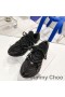 Jimmy Choo Cosmos F Baja Superior De Las Zapatillas De Deporte Unisex De Cuero Y Seda Negro