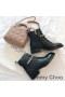 Jimmy Choo Cruz Botas De Combate De Las Mujeres De Cuero De Becerro Con Cristal Negro Detalle