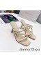 Jimmy Choo Diosa 85 De Tacón De Diapositivas De Las Mujeres De Cuero Con Correa Trenzada De Albaricoque