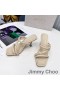 Jimmy Choo Diosa 85 De Tacón De Diapositivas De Las Mujeres De Cuero Con Correa Trenzada De Albaricoque
