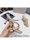 Jimmy Choo Diosa 85 De Tacón De Diapositivas De Las Mujeres De Cuero Con Correa Trenzada De Albaricoque