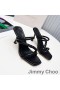 Jimmy Choo Diosa 85 De Tacón De Diapositivas De Las Mujeres De Cuero Con Correa Trenzada Negra