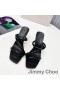 Jimmy Choo Diosa 85 De Tacón De Diapositivas De Las Mujeres De Cuero Con Correa Trenzada Negra