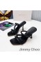 Jimmy Choo Diosa 85 De Tacón De Diapositivas De Las Mujeres De Cuero Con Correa Trenzada Negra