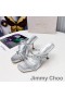 Jimmy Choo Diosa 85 De Tacón De Diapositivas De Las Mujeres De Cuero Con Correa Trenzada De Plata