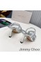 Jimmy Choo Diosa 85 De Tacón De Diapositivas De Las Mujeres De Cuero Con Correa Trenzada De Plata