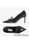 Jimmy Choo Felicitie 85 Bombas De Las Mujeres De Cuero De Napa Con Perlas De Adorno Negro