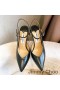 Jimmy Choo Fetto 100 Slingback Bombas De Las Mujeres De Cuero Negro