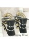 Jimmy Choo Hazal 45 De Tacón De Diapositivas De Las Mujeres De Cuero De Napa Con Perla Tacos Negro