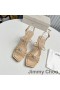 Jimmy Choo Indiya 85 Sandalias De Las Mujeres De Cuero De Napa Con Corazones De Cristal De Albaricoque