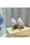 Jimmy Choo Kari 85 Bombas De Las Mujeres De Cuero De Napa Con Cristal Correa Blanco