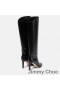 Jimmy Choo Karter 100 Rodilla Botines De Las Mujeres De Cuero De Becerro Negro