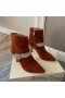 Jimmy Choo Kaza 85 Tobillo Botines De Las Mujeres Gamuza Con Cristal Correa Marrón
