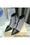 Jimmy Choo Kix Z 65 Tobillo Botines De Las Mujeres De Cuero De Becerro Y De La Estrella De Pata De Gallo Negro Impreso