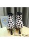 Jimmy Choo Kix Z 65 Tobillo Botines De Las Mujeres De Cuero De Becerro Y De La Estrella De Pata De Gallo Negro Impreso