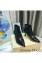 Jimmy Choo Kix Z 65 Tobillo Botines de las Mujeres de Cuero de Patente Y JC Monograma de Cuero Negro