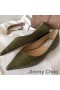 Jimmy Choo Amor Pisos Mujeres De Cocodrilo En Relieve De Cuero De Oliva
