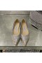 Jimmy Choo Amor Pisos Mujeres Brillo Degradar Tela Gris/Plata