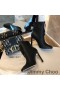 Jimmy Choo Macel 100 Tobillo Botines De Las Mujeres De Cuero De Becerro Negro