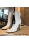 Jimmy Choo Macel 100 Tobillo Botines De Las Mujeres De Cuero De Becerro Blanco
