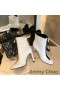 Jimmy Choo Macel 100 Tobillo Botines De Las Mujeres De Cuero De Becerro Blanco
