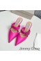 Jimmy Choo Magie 85 Mulas De Las Mujeres De Cuero De Napa Con C-Hebilla Rosa
