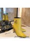Jimmy Choo Mahesa 100 Tobillo Botines de las Mujeres de Cuero de Becerro Con JC Emblema Amarillo