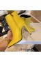 Jimmy Choo Mahesa 100 Tobillo Botines de las Mujeres de Cuero de Becerro Con JC Emblema Amarillo
