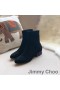 Jimmy Choo Maine Botas De Tobillo De Las Mujeres Gamuza Con Cristal Adornado Talón Negro