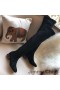 Jimmy Choo Maine Rodilla Botas De Las Mujeres Gamuza Con Cristal Adornado Talón Negro