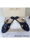 Jimmy Choo Marle Diapositivas De Las Mujeres De Cuero De Oveja Con Cristales De Hebilla Negro
