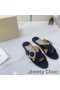 Jimmy Choo Marle Diapositivas De Las Mujeres De Cuero De Oveja Con Cristales De Hebilla Negro