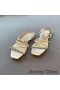 Jimmy Choo Meira Sandalias De Las Mujeres De Cuero De Napa Con La Hoja De Adorno De Cristal Blanco
