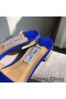 Jimmy Choo Minea Diapositivas De Las Mujeres Gamuza Adornado Con Cristales De Color Azul