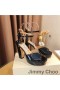 Jimmy Choo Sacaria 105 Sandalias De Las Mujeres De Cuero De Patente Negro
