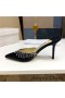 Jimmy Choo Saeda 85 Mulas De Las Mujeres Del Satén Con Cristal De Miel De La Cadena De Negro
