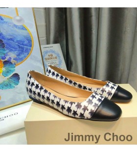 Jimmy Choo Gisela Pisos Mujeres De Pata De Gallo De ImpresiÃ³n De Estrella Y Nappa Cuero Blanco