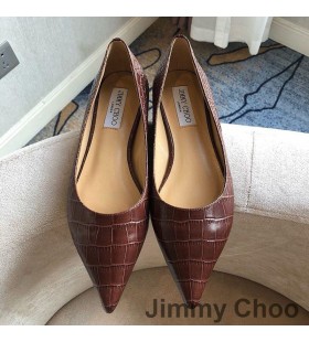 Jimmy Choo Amor Pisos Mujeres De Cocodrilo En Relieve De Cuero Marrón