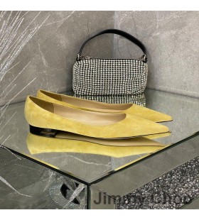 Jimmy Choo Amor Pisos De Las Mujeres Gamuza Amarilla