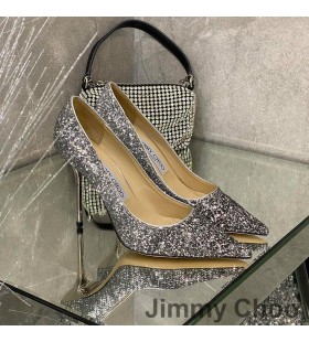 Jimmy Choo Amor Bombas De Las Mujeres Del Brillo De Degradar El Tejido De Plata/Gris